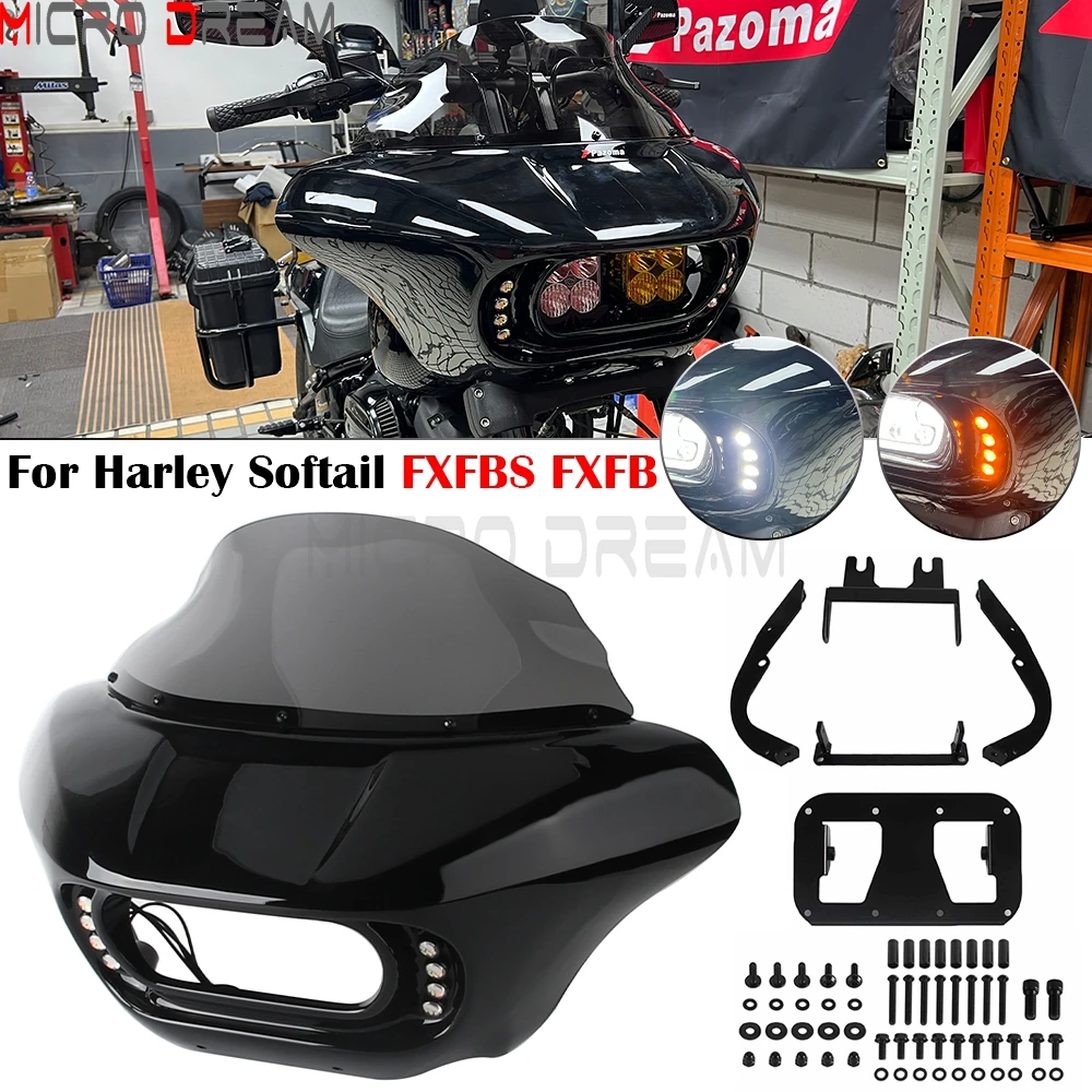 

Клубный стиль, неокрашенный обтекатель, лобовое стекло, фара, лобовое стекло, обтекатель «летучая мышь» для Harley Softail Fat Bob FXFBS 2018-25 FXFB 18-19