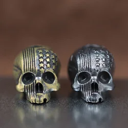 Punk Skull Head Brass Knife Bead Vintage Skeleton Face EDC Outdoor Tool Survival Paracord DIY Bracelet Lanyard Pendant Accessory