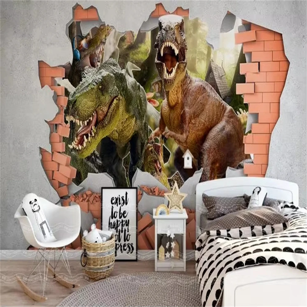 Custom papel de parede 3d Dinosaur wall papers home decor children's room stereo background 3Dphoto wallpaper for wall Stickers