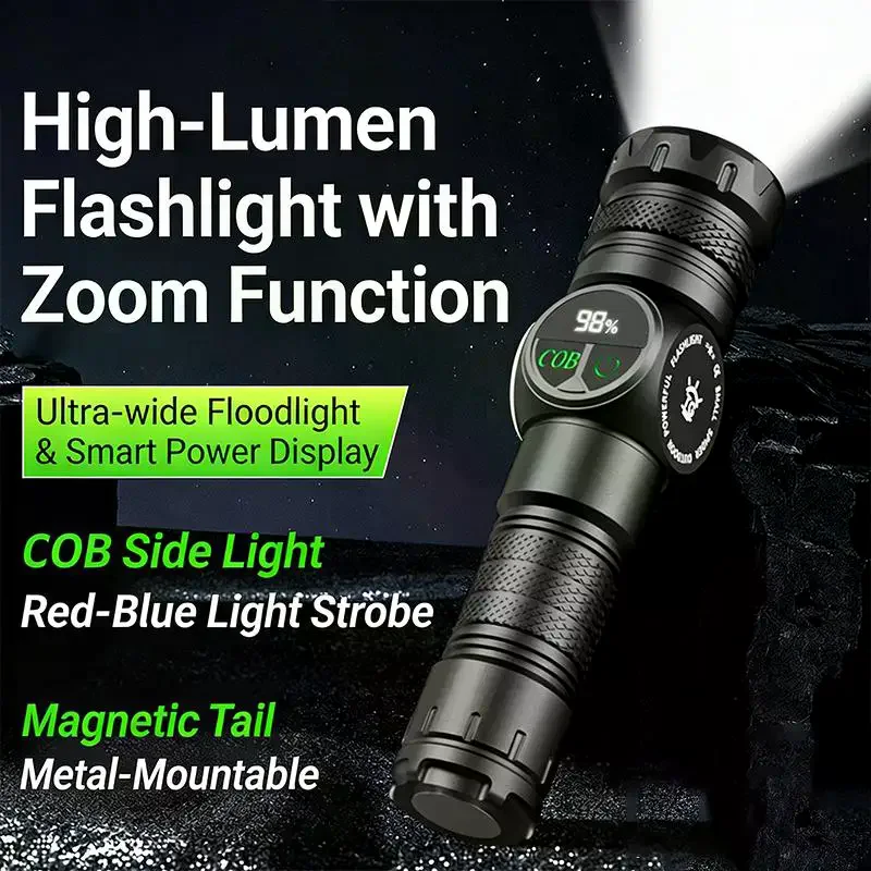 Super Powerful Flashlights USB Rechargeable LED Flashlight Magnetic Tactical Flashlight With COB Side Light Camping Fishing