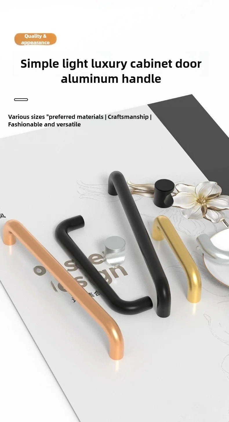 Moderne minimalistische Griffe für Schränke, Kommoden, Schranktürgriffe aus massiver Aluminiumlegierung, Schrankgriffe für Schubladen, Küchenmöbelbeschläge – Detail 1