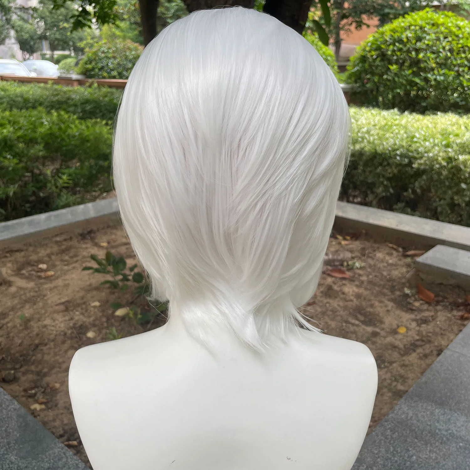 White 13×4 Synthetic Lace Wigs for Women Shoulder Length Bob Cut Wigs for Cosplay Men Natural Hairline 150% Density Daily Use