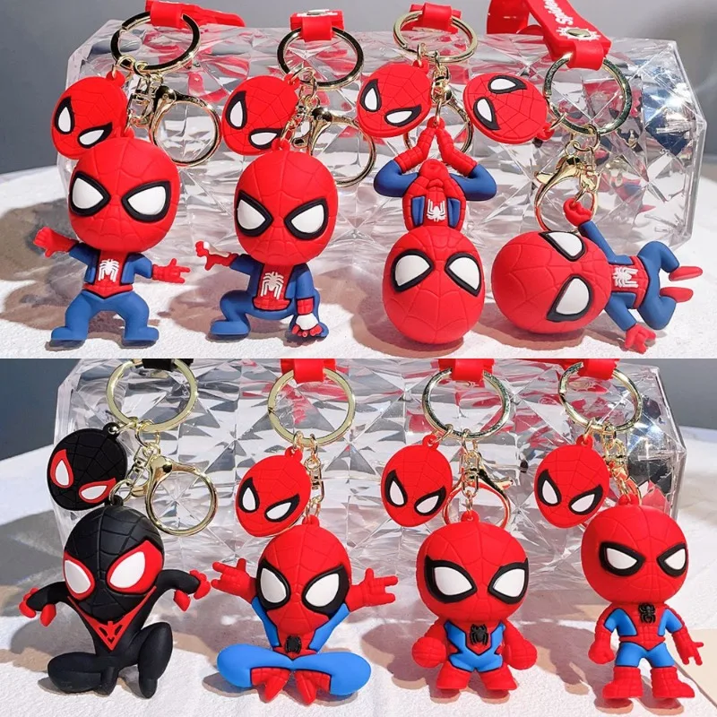 2024 New Marvel Super Good and Evil Epoxy Spider-Man Keychain PVC Silicone Pendant Bag Car Key Pendant Children's Gift