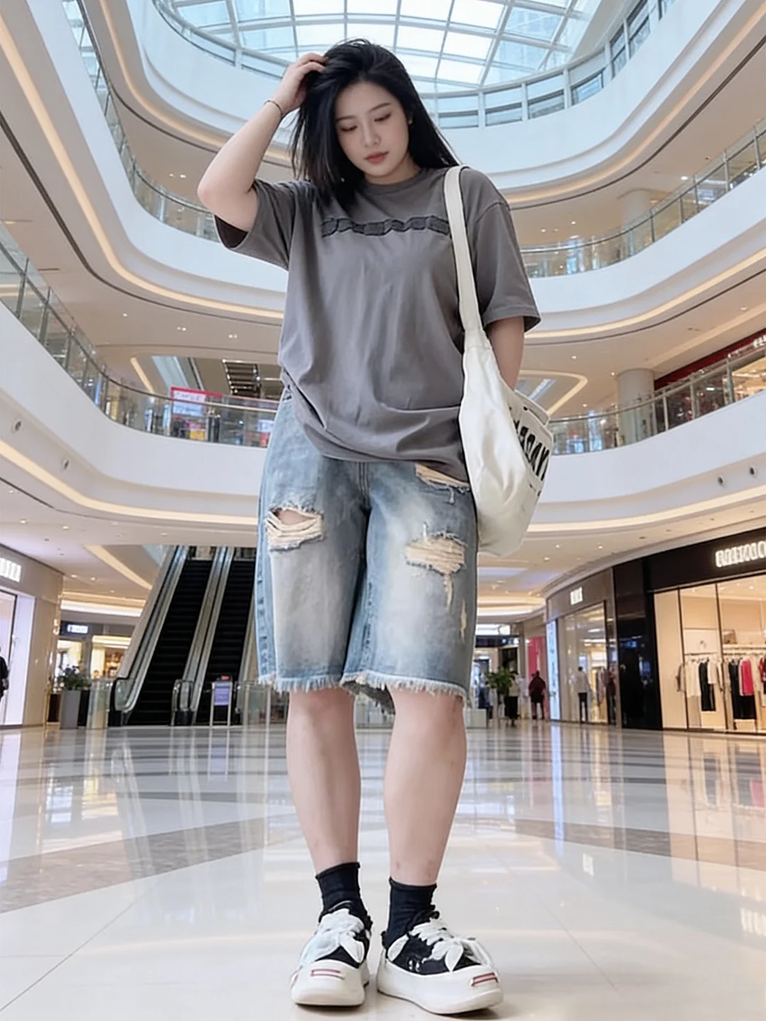 

Американские рваные джинсовые шорты для женщин, летние, новые, больших размеров, для полных женщин, стройнящие, для фигуры типа «груша», прямые, длиной до колена