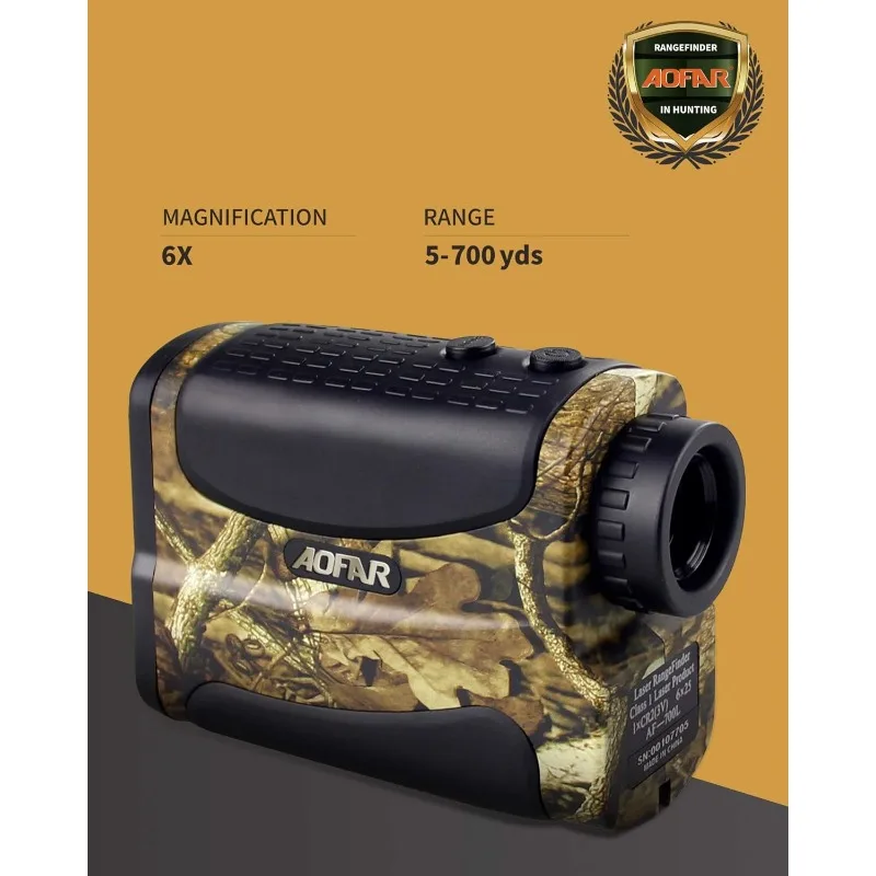 AOFAR HX-700N Hunting Range Finder 700 Yards Waterproof Archery Rangefinder for Bow Hunting with Range and Speed Mode, Free