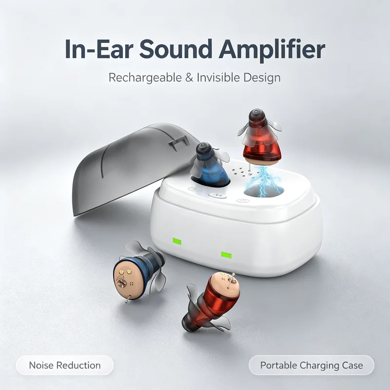 In Ear Invisible Mini Headphones Sound Amplifier For Elderly Hearing Loss Ultra Lightweight Daily Communication Noise Reduction