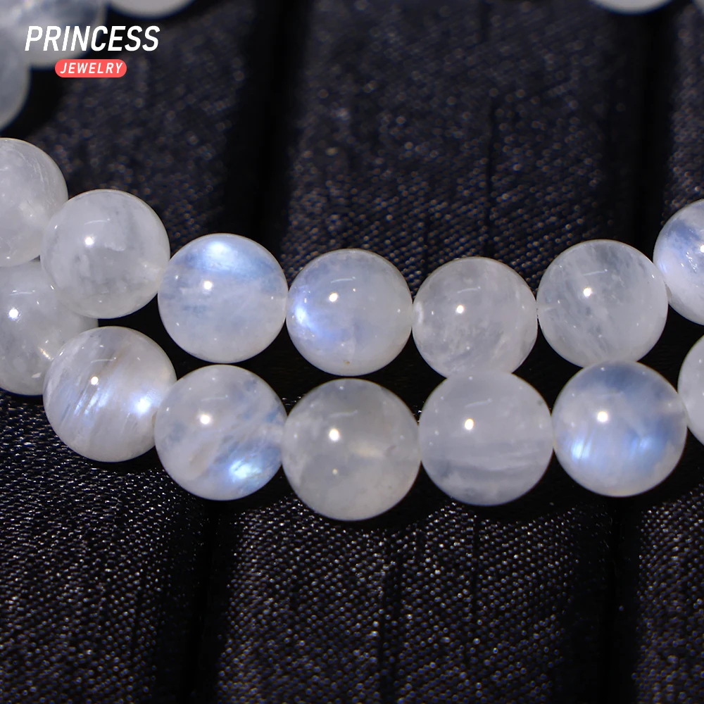 

Natural Sri Lanka Moonstone 7-8mm Glittering Beads for Jewelry Making Boho Crafts Healing Crystal