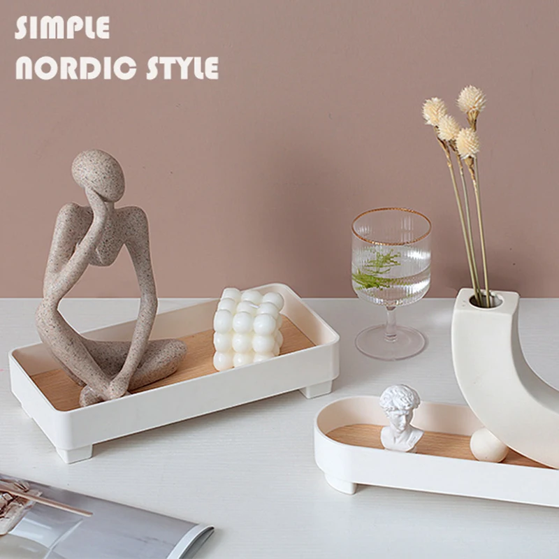 Modern Decoratief Dienblad Home Decor Vaas Organizer Box Tafel Aromatherapie Kandelaar Ronde Stand Office Desktop Decor