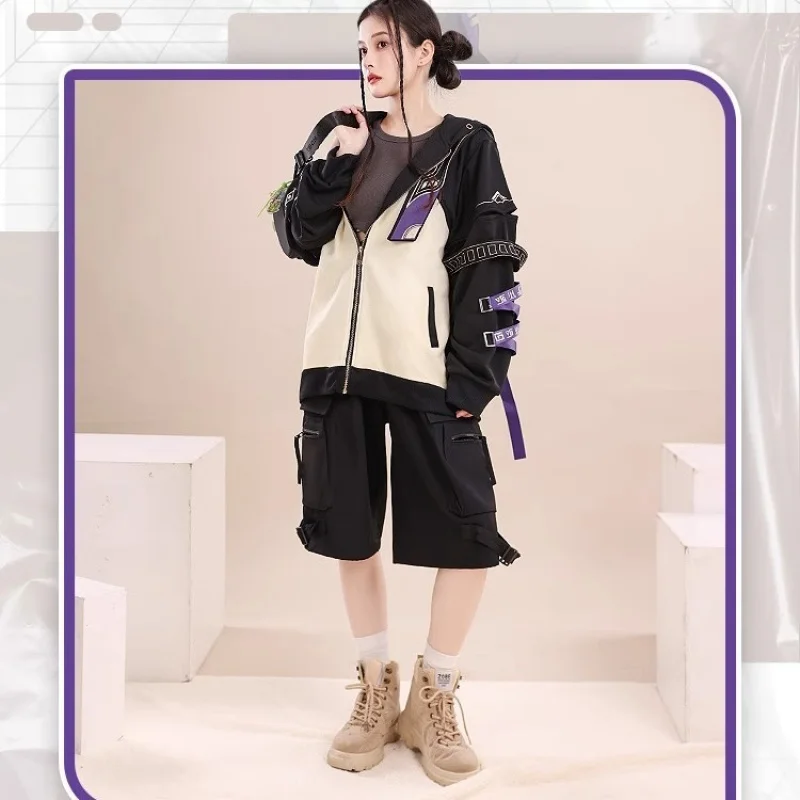 Costume da dio originale a tre punti Tinari wei vestiti vestiti anime circostante personalità vibe vento per indossare un cappotto con cappuccio