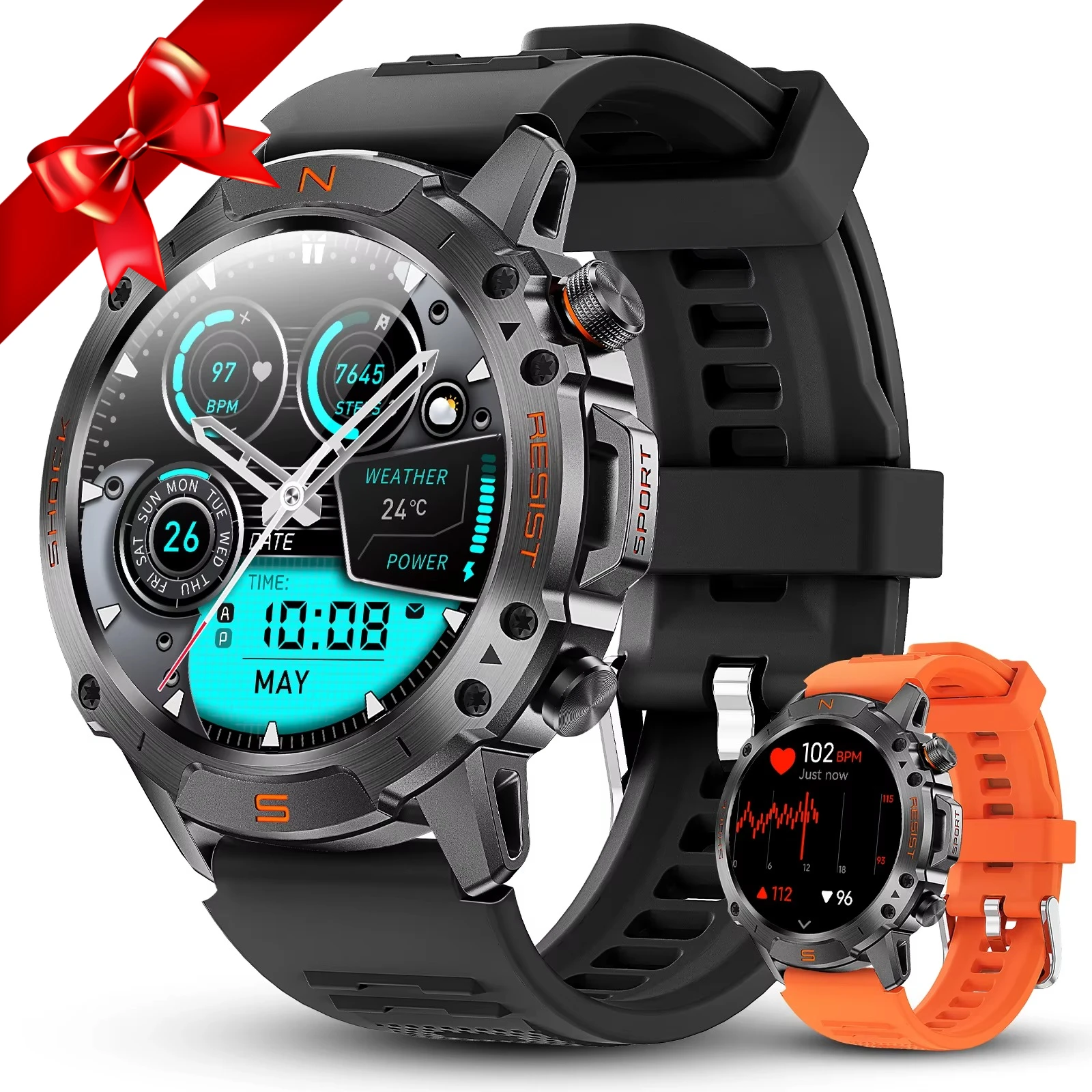 

WalkerFit Smart Watch for Men, 1.43" Round AMOLED, 5ATM Waterproof for Swim,Heart Rate & Sleep Monitor,Long Battery for Android