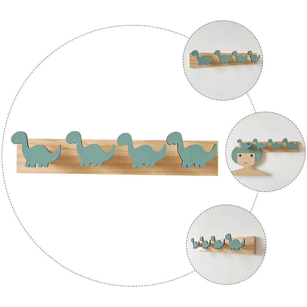 Sponge Coat Hook Dinosaur Child Decor Entryway Rack Key Holder for Wall Wooden Clothes