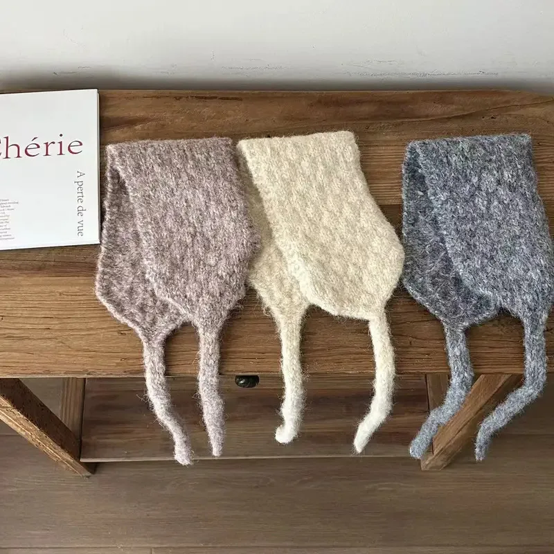 Ins الرياح بلون الأناناس نمط محبوك الصوف الدافئة سدادات حماية الأذن حزام قبعة الصوف غطاء للأذنين تنوعا الخريف الشتاء عقال