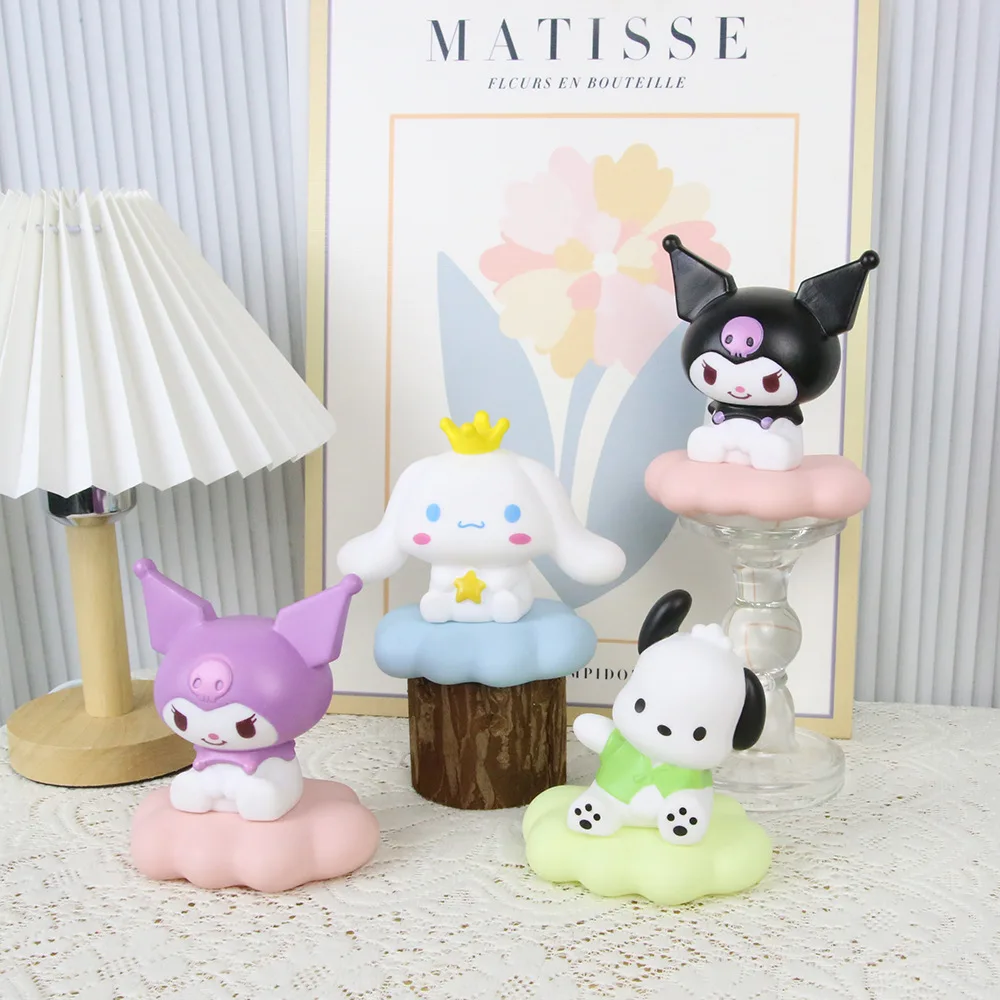 Animation Sanrios Kitty Kawaii Glowing Cloud Lamp Kuromi Pochacco Bedside Lamp LED Night Light Cake Decoration Decoration Gift