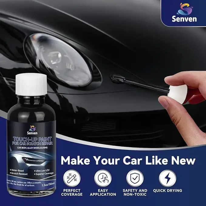 Car Black Paint Touch Up Cars Scratch Repair for Vehicles, Rim High-Gloss Black Paint Pen 30ML Quick Drying Automotive Scratch Repair, Non-toxic Easy to Use