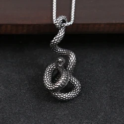 Fashion Vintage Stainless Steel Snake Pendant Necklace For Men Women Punk Biker Animal Necklaces Creative Amulet Jewelry Gifts