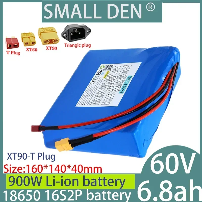 

New 60V 6.8ah 16S2P 18650 Lithium ion Battery Pack with 750W 900W 15A BMS Built in Suitable for Power Battery Pack Solar Energy