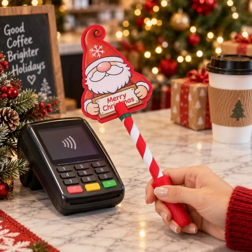 Portable Christmas Payment Magic Wand Santa Lightweight Credit Card Wand Candy Cane Handle Magic Wand Design