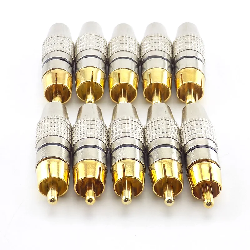 RCA Male Plug to cabling Connector Adapter Audio Video Cable CCTV camera Non Solder Gold Plated