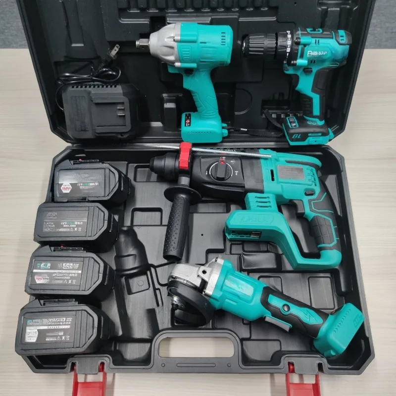 15 Batteries Brushless Rechargeable Electric Hammer Impact Drill Lithium Battery Industrial Multifunctional Suit