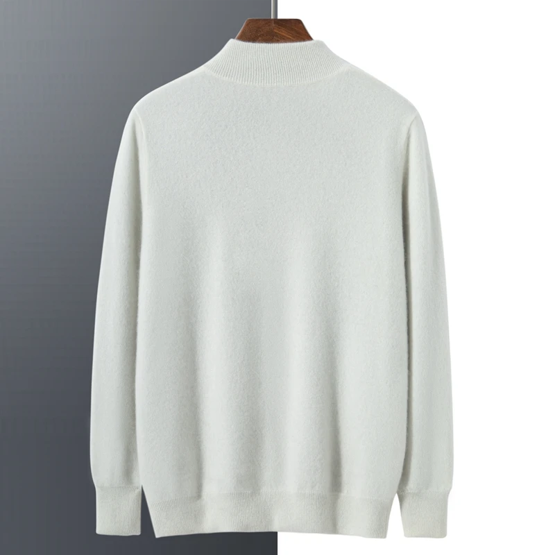 

Мужское кашемировое пальто, свитер из 100% кашемира с воротником-стойкой, двусторонний кардиган на молнии, плотный трикотаж, осенне-зимняя кашемировая одежда, топы