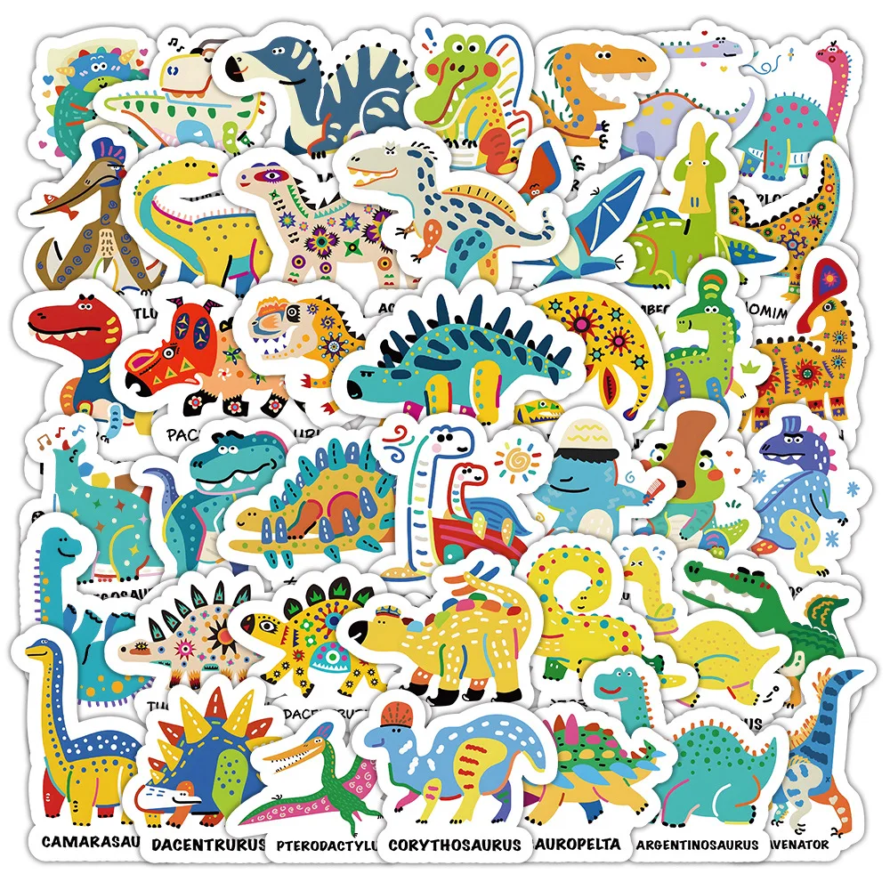 10/30/63PCS Cute Cartoon Hand Drawn Colorful Dinosaur Sticker DIY Phone Laptop Luggage Skateboard Graffiti Decals Fun for Toy