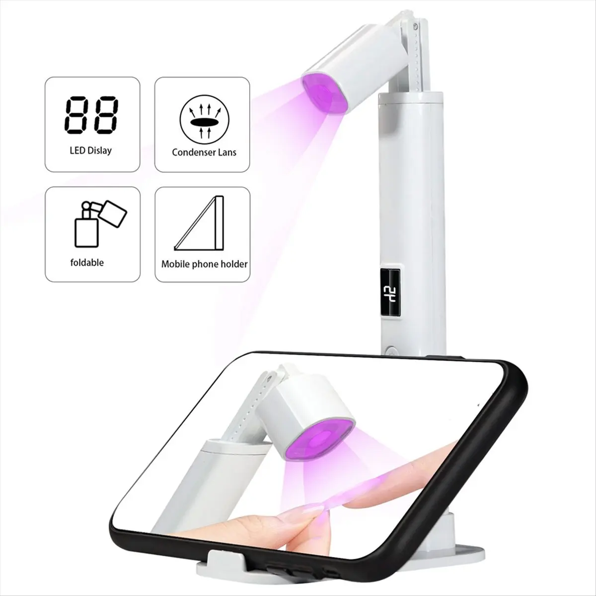 (AD11] UV LED Nail Lamp Mini UV LED Nail Dryer Stand Lamp Portable Nail Drying Lamp Professional Ultraviolet Nail Light