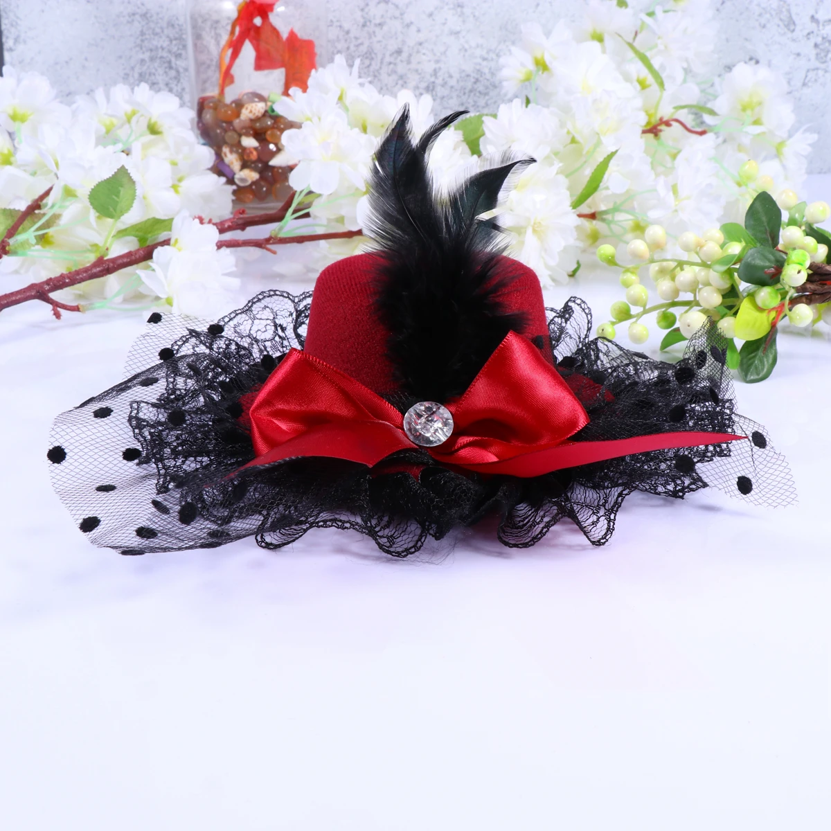 Bowknot كليب الشاش تصميم دبوس الشعر لأداء حفل زفاف قبعة دبابيس الشعر اكسسوارات النبيذ الأحمر