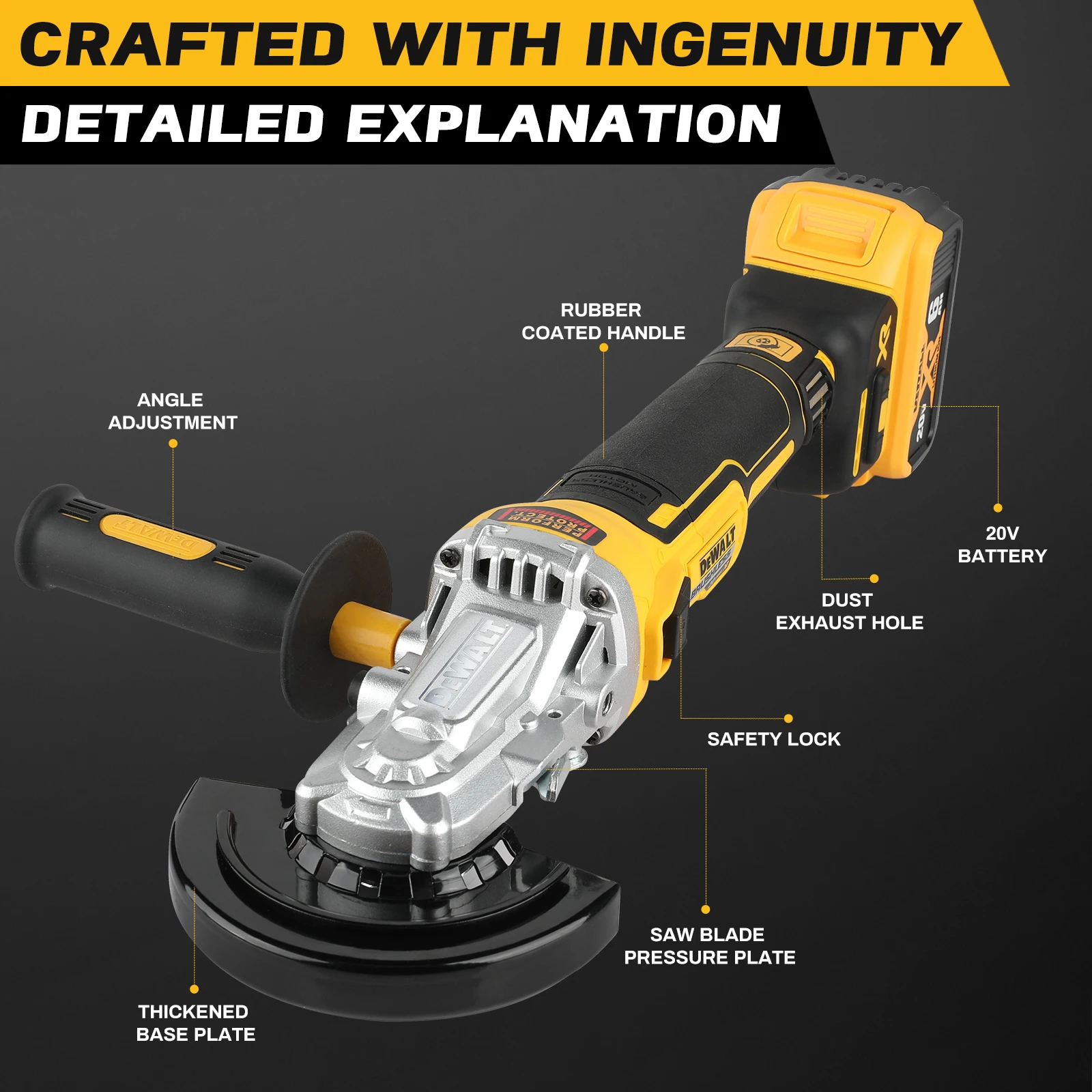 DEWALT DCG405FN Angle Grinder 20V Rechargeable Brushless 125mm Motor Cutting Machine Polishing Machine  Cordless Handheld