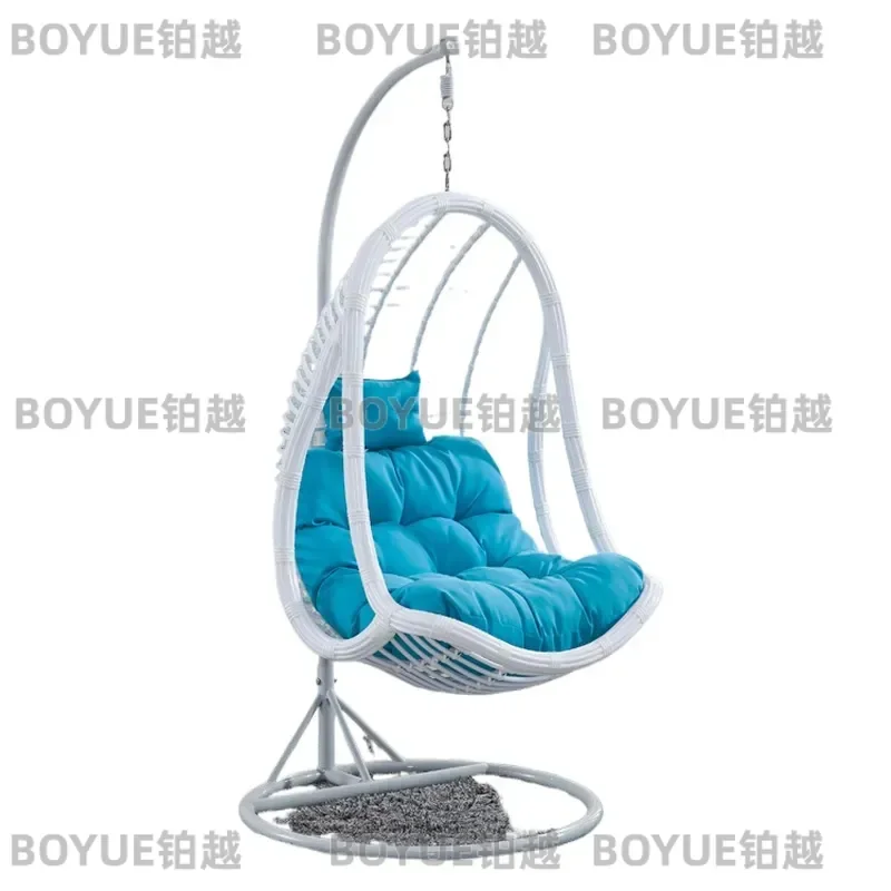 Outdoor Hanging Swing Chair Woven Rattan Bird Nest Cradle Seat Single Person Leisure Hammock Basket for Patio Garden Balcony