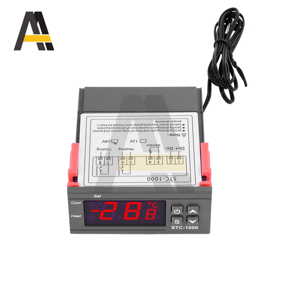 AC110-220V DC12/24V 10A tampilan Digital pengontrol suhu mikrokomputer-60 ℃-120 ℃ dengan 1m Probe NTC untuk Freezer