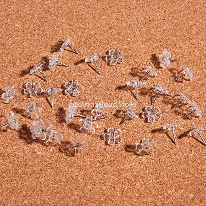 Y88B 100PCSクリアフラットヘッドプッシュピンピンフラワープッシュピン掲示板コルク通知