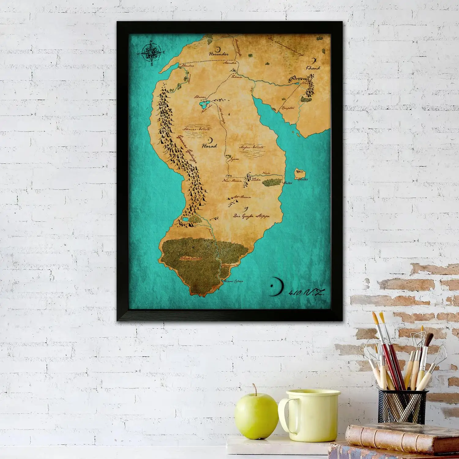 map of middle earth Canvas Art Poster and Wall Art, Picture Print, Modern Family Bedroom Decor,Decorative painting