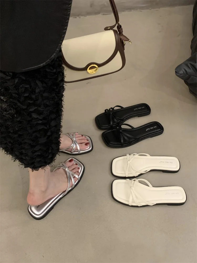 Sandali piatti da donna di grandi dimensioni, comode pantofole da spiaggia slip-on larghe, antiscivolo, per donne incinte e da indossare ogni giorno