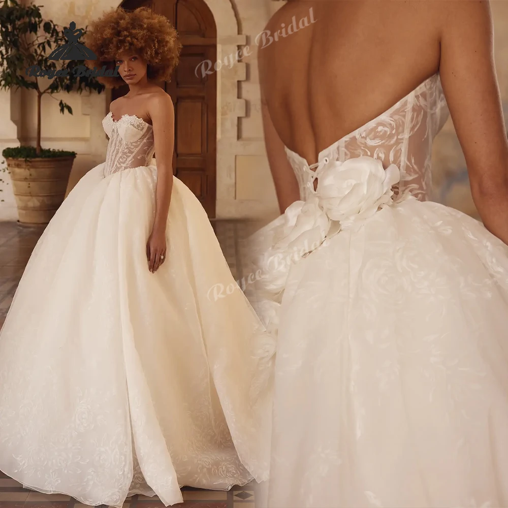 Sweetheart Elegant Lace Up A Line Wedding Dresses 2027 3D Flowers Beach Bridal Gown Customized vestido de novia