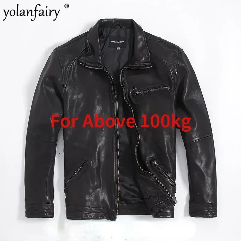 

7XL Oversize Genuine Leather Jacket Men Heavy Water Washed Old 100% Natural Sheepskin Coat Men's Leather Jacket135kg Abrigos FCY