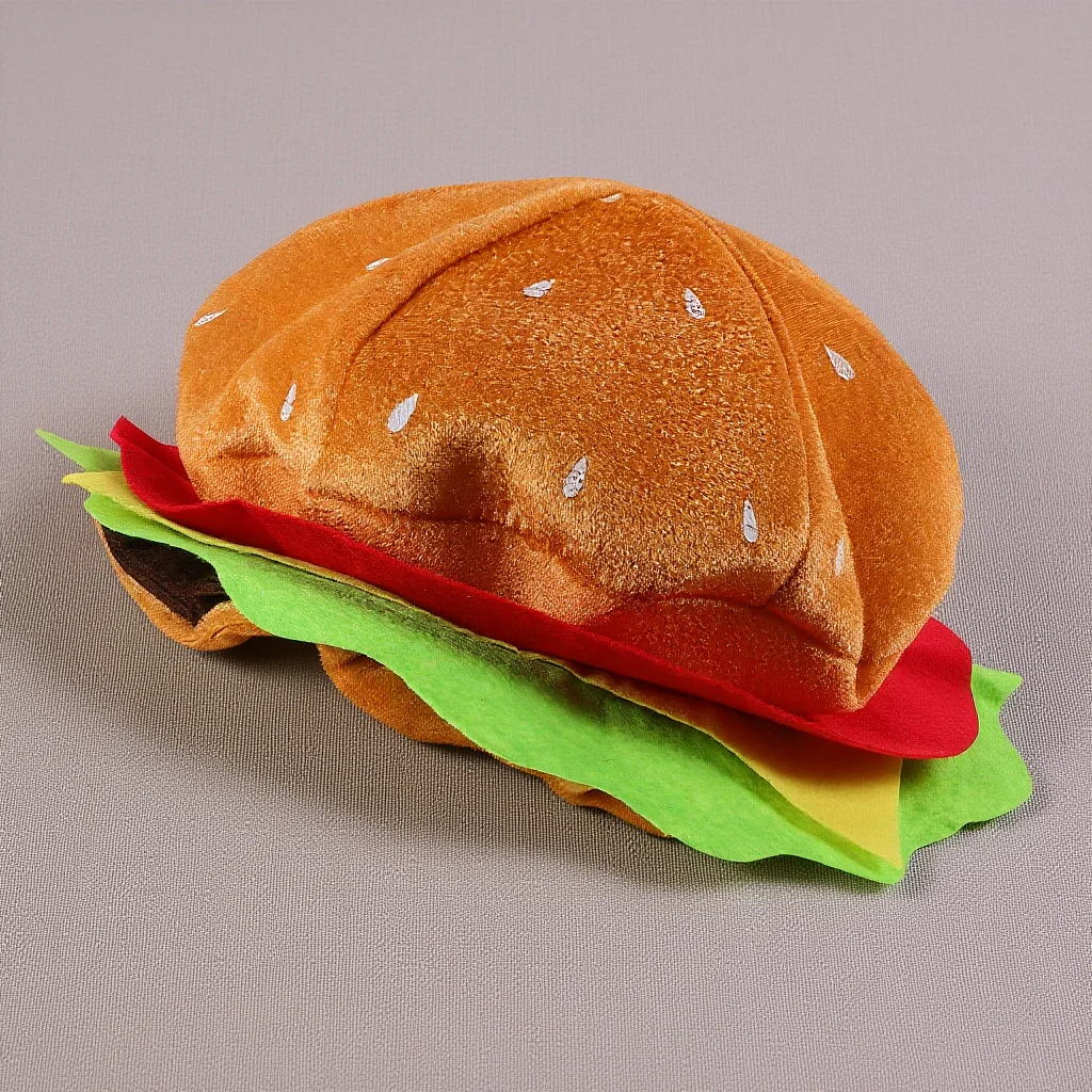 

Funny Hamburger Hat Burgers Headwear for Cosplay Party Hat Prop Festival Carnival Celebration Dance Costume Accessory