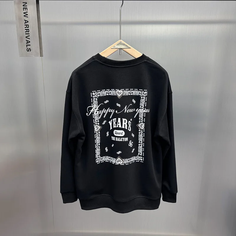 

Весенне-осенний мужской модный свитшот с буквенным принтом, повседневный, с круглым вырезом, вязаный, молодежный, для пар, хлопковый, свободного кроя