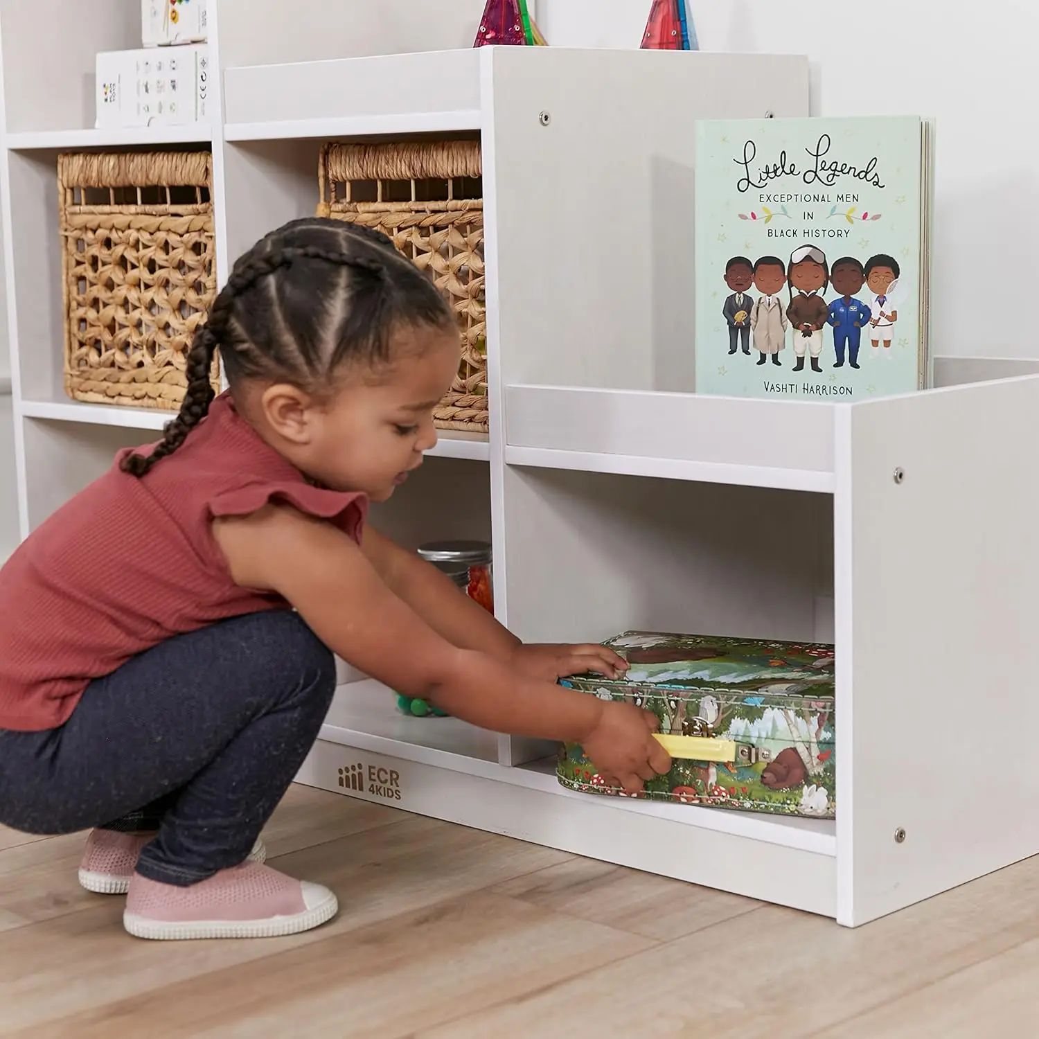 3-2-1 Cube Storage Cabinet, Kids Furniture, White Wash