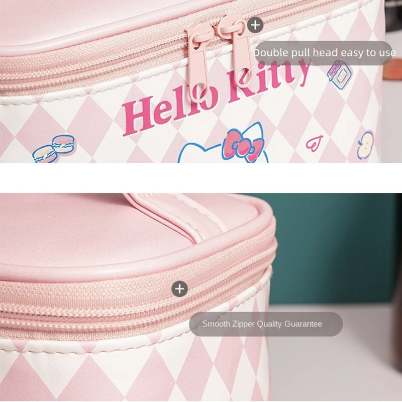 Sanrio Hellokitty Kuromi Travel Makeup Bag Cartoon Handbag Kawaii Storage Bag Pu Leather Portable Handheld Storage Bag Wash bag