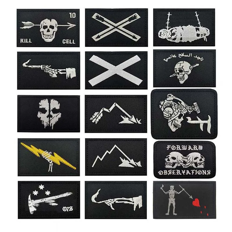 FOG Forward Observations Tactical Patches Morale Badge,Blackbeard,Skull,Broken Arrow Clothes Applique Embroidery Armband Emblem