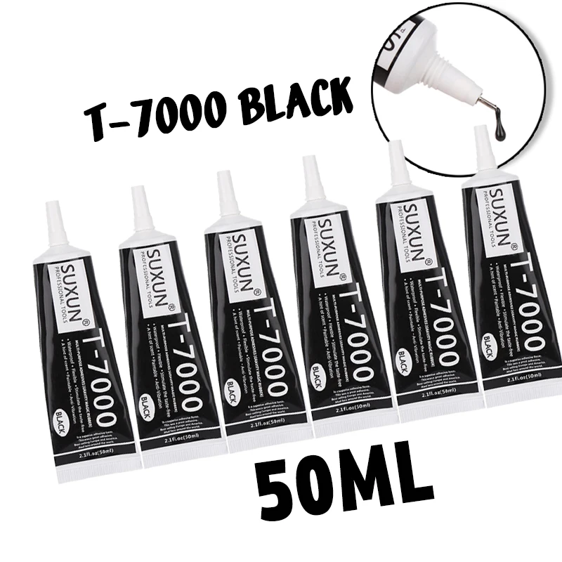 

6pcs 50ml Suxun T-7000 Electronic Components Glue T7000 Black Cellphone Tablet Repair Battery Cover Lcd Frame Adhesive