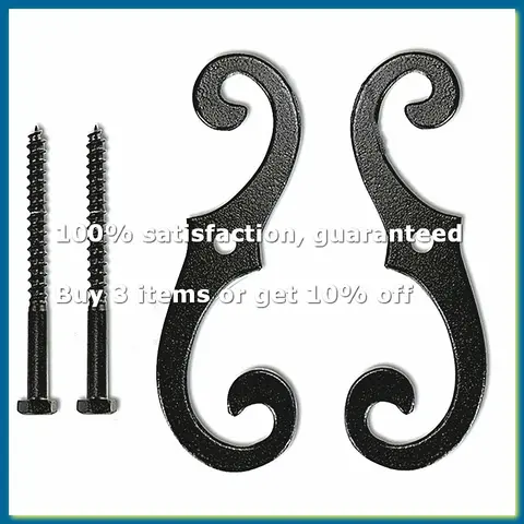 2PCS Cast Iron Shutter Fasteners - Decorative S-Shape Shutter Dogs Hardware - Rust- External Shutter Tieback-A26I