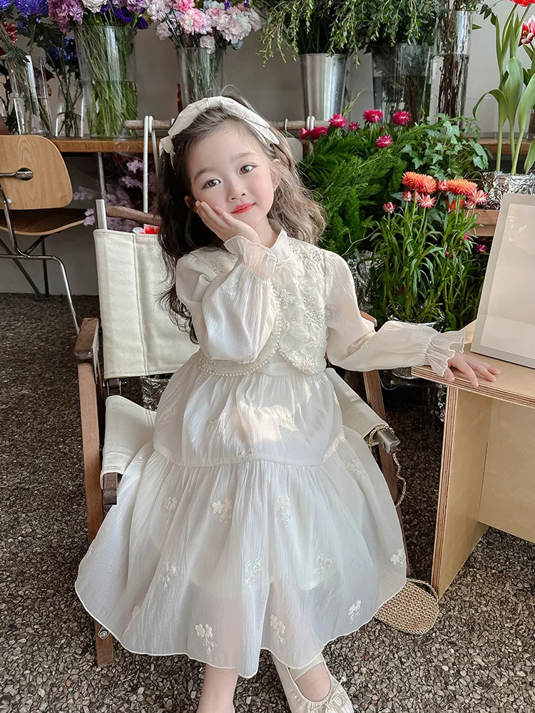 Vestido para niñas, novedad de 20225, vestido Hanfu de primavera y otoño para niñas, vestido de princesa elegante para niñas pequeñas, traje de primavera