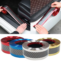 Car Door Sill Protector Stickers Anti Scratch Rubber Strip Carbon Fiber Car Threshold Protection Bumper Film Sticker Car Styling