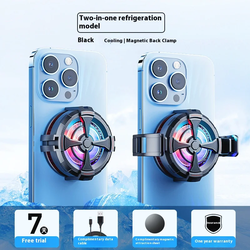 Radiator Ponsel Tampilan Digital Magnetik Semikonduktor Pengisian Nirkabel Pendingin Klip Belakang Radiator Game Seluler