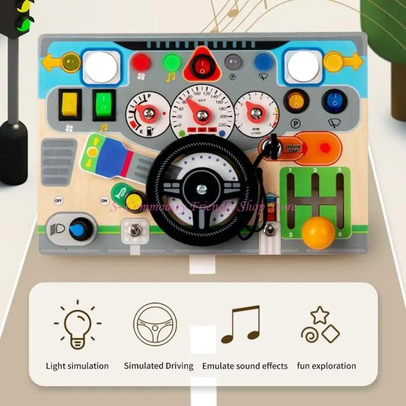 85AE Natural Steering Wheel Board for Early Fabrid Tovement Awayshelies and Motor Skill Practice #1