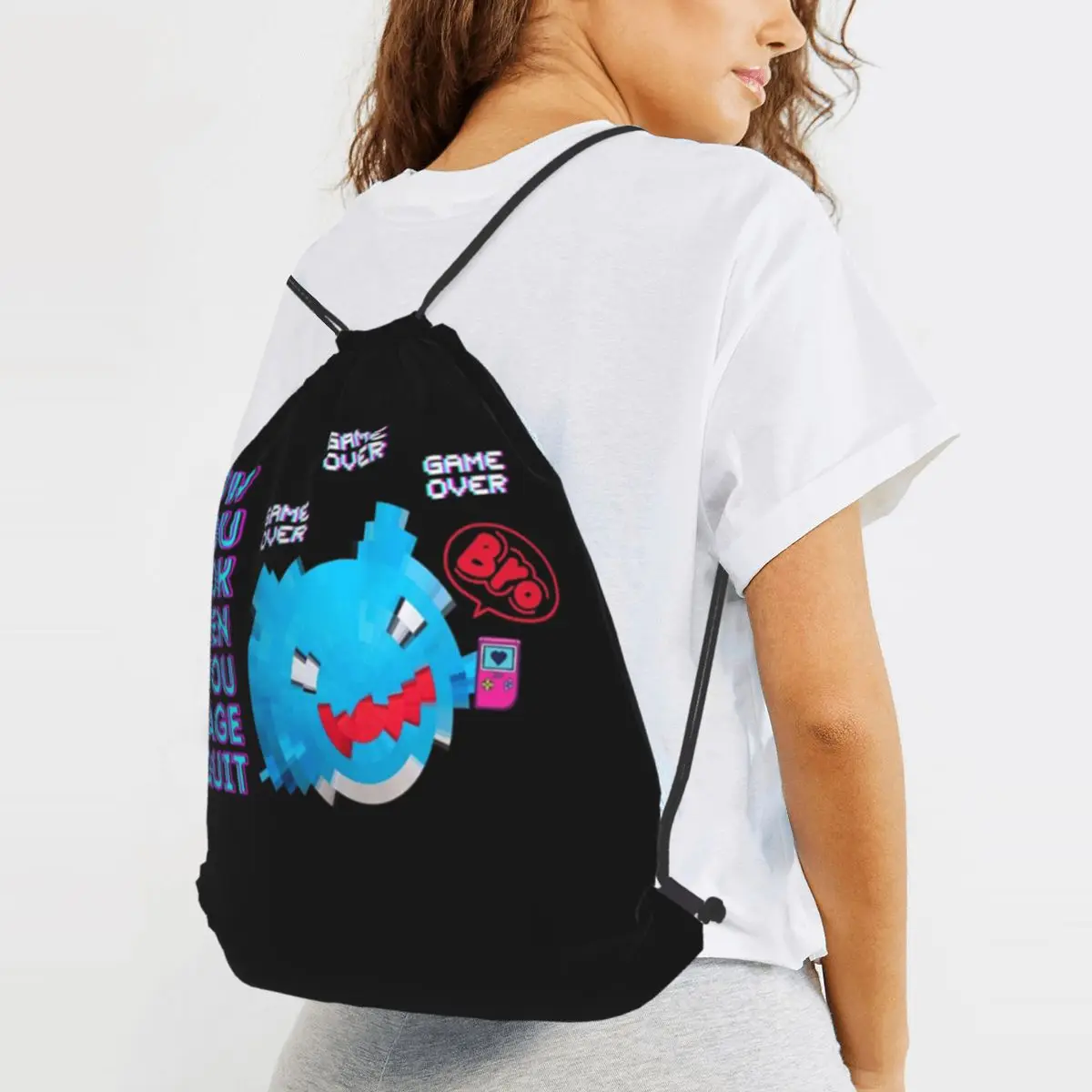 

Comic Cat Bugcat Capoo Bug Cat Backpacks Portable Drawstring Bundle Pocket Shoes Bag Book Bags for Travel Students