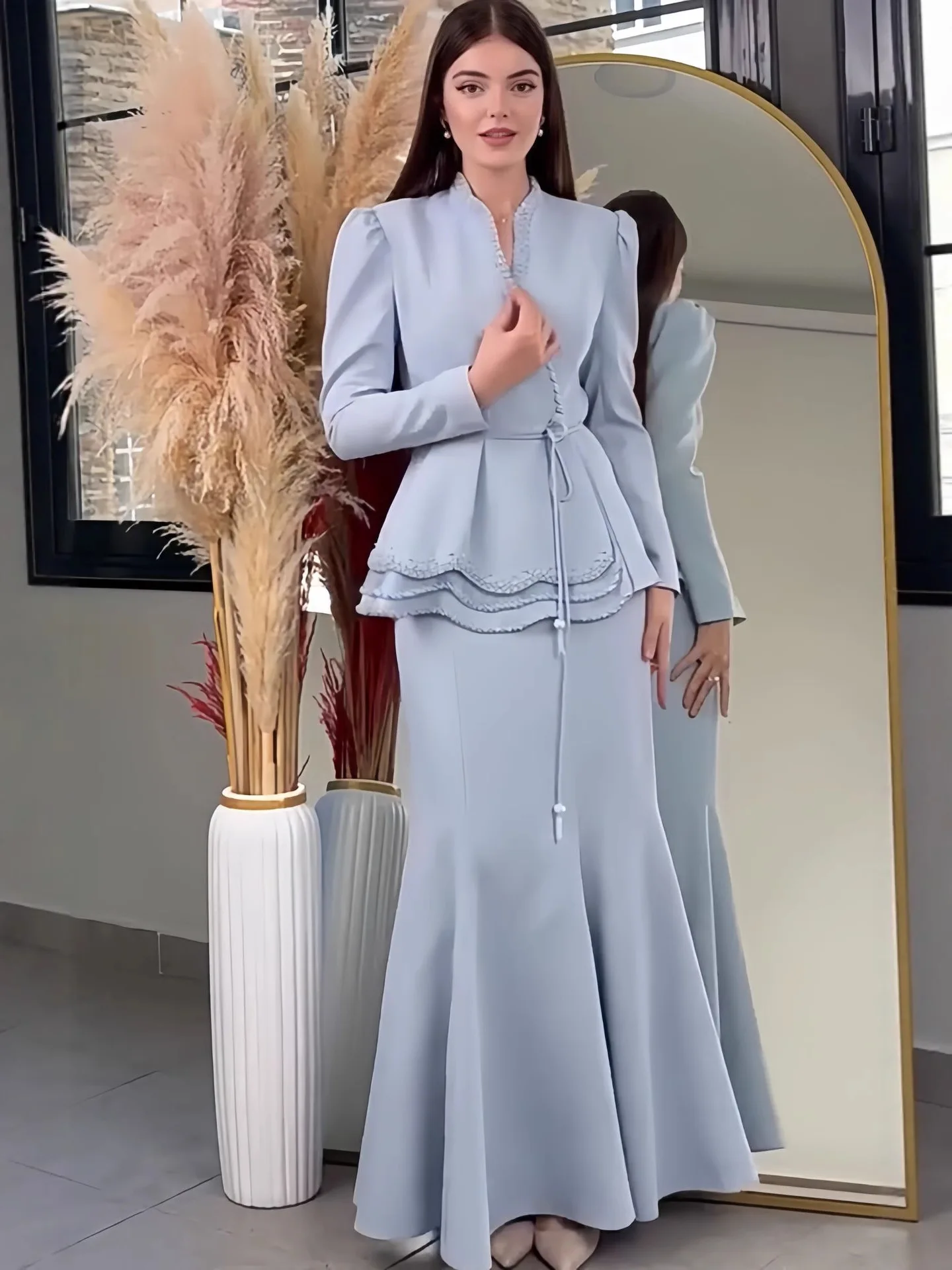 Spring Autumn 2026 Women's High Waist Slimming Suit Coat And Half Skirt Two Piece Set Elegant Style for Professional Settings