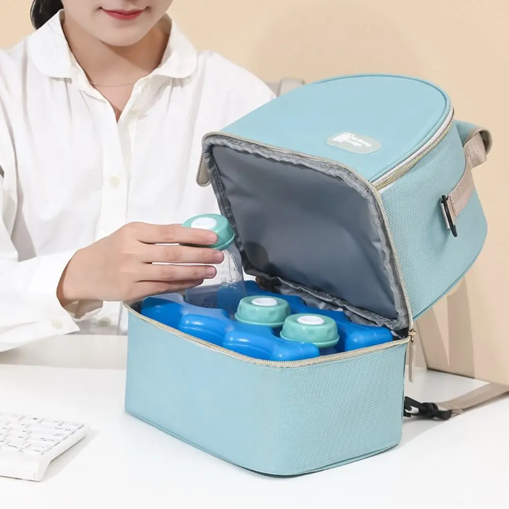 Multifunctional Maternity Backpack Portable Lightweight Breastmilk Cooler Bag Large Capacity Double Layer Lunch Bag Food