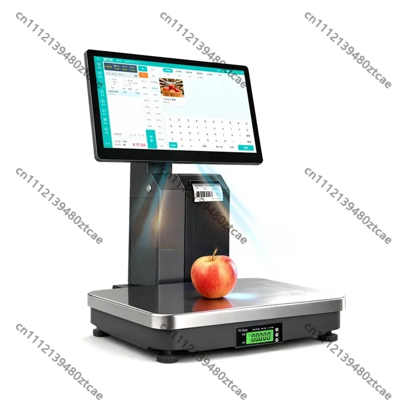 Touch Screen POS Weighing Scale With Label Printer Intelligent Pricing Scale For Supermarket Seafood Snack Retail Shop